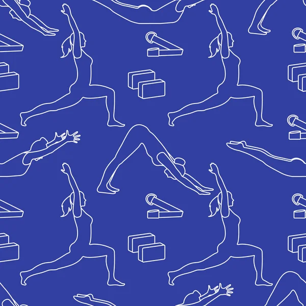 Yoga yaparken kadınlarla spor seamless modeli.