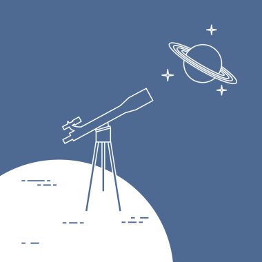 Teleskop, gezegen Satürn halkaları ile. Astronomi.