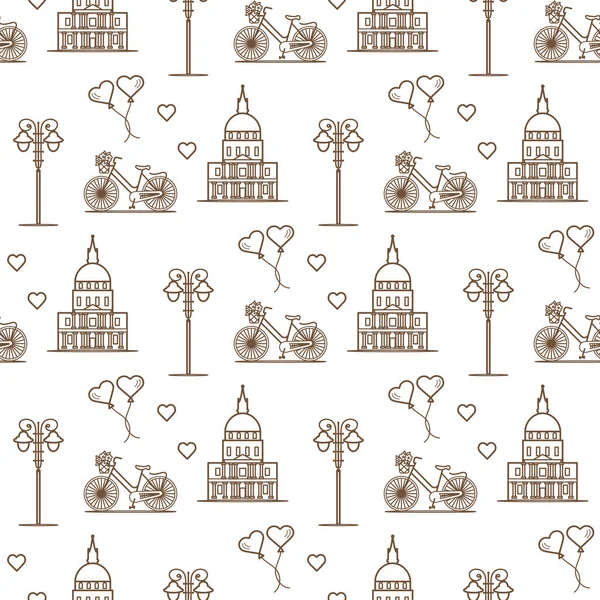 Paris. Seamless pattern. Symbols and landmarks.