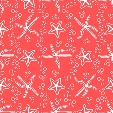 Deniz yıldızı ile vektör seamless modeli.