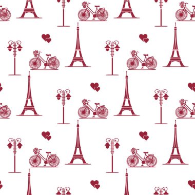 Paris. Seamless modeli. Simgeler ve simge.