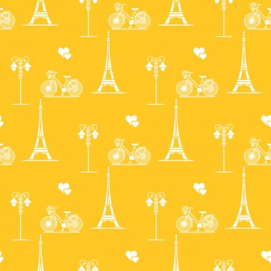 Paris. Seamless modeli. Simgeler ve simge.