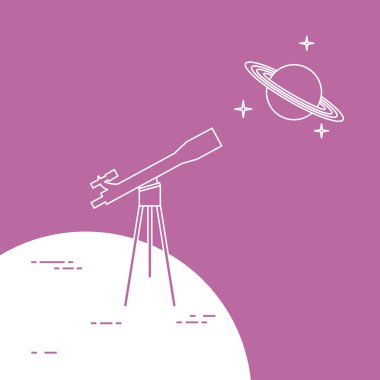 Teleskop, gezegen Satürn halkaları ile. Astronomi.