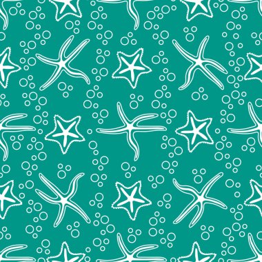 Deniz yıldızı ile vektör seamless modeli.