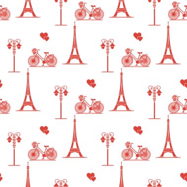 Paris. Seamless modeli. Simgeler ve simge.