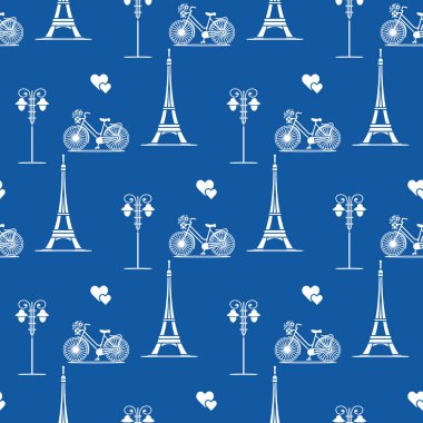 Paris. Seamless modeli. Simgeler ve simge.