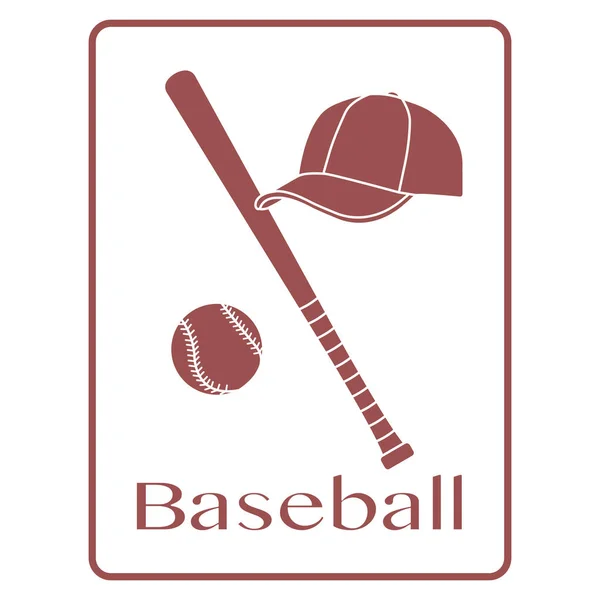 Baseballová pálka, míček, cap. Sportovní vektorové ilustrace — Stockový vektor