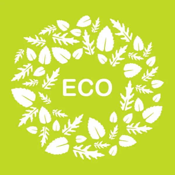 Ρόκα, φύλλα βασιλικού. Eco, για χορτοφάγους, βιολογικό, οργανικό — Διανυσματικό Αρχείο