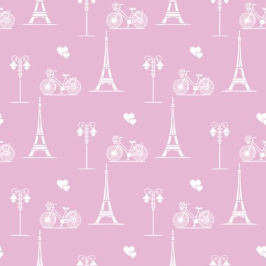 Paris. Seamless modeli. Simgeler ve simge.