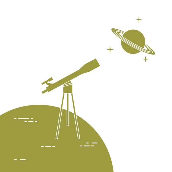 Távcső, a gyűrűs bolygó a Szaturnusz. Csillagászat. — Stock Vector