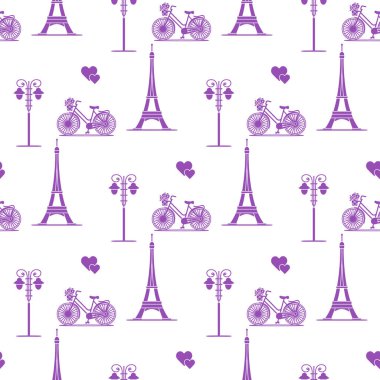 Paris. Seamless modeli. Simgeler ve simge.