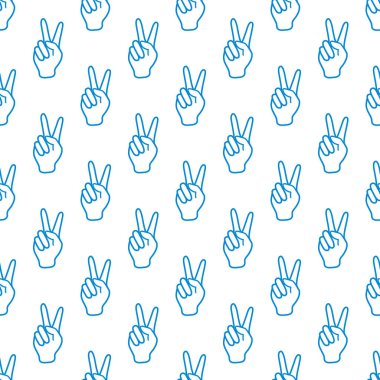 Zafer işareti olan desen. Elin hareketi.