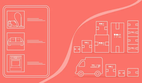 Pedido de mercancías en línea Almacén entrega tienda en línea — Archivo Imágenes Vectoriales