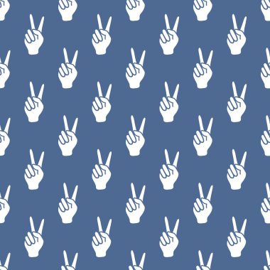 Zafer işareti olan desen. Elin hareketi.