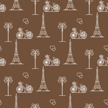 Paris. Seamless modeli. Simgeler ve simge.