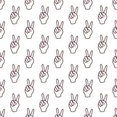 Zafer işareti olan desen. Elin hareketi.