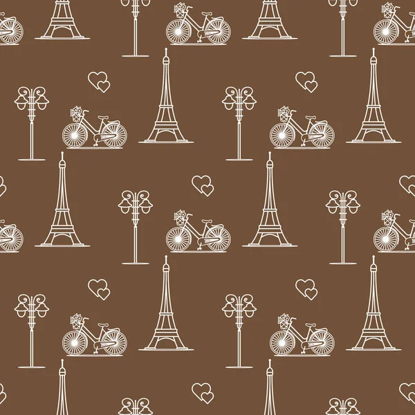 Paris. Seamless pattern. Symbols and landmarks.