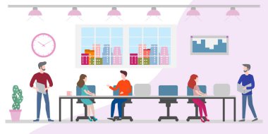 Ofis alanı. Yaratıcı insanlar takım çalışması. Çalışan
