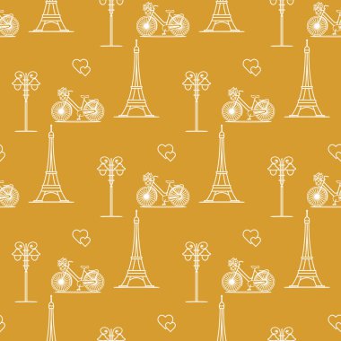 Paris. Seamless modeli. Simgeler ve simge.