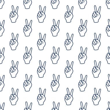 Zafer işareti olan desen. Elin hareketi.