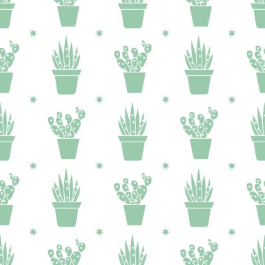 Kaktüs ve succulents vektör seamless modeli