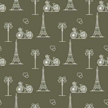 Paris. Seamless modeli. Simgeler ve simge.