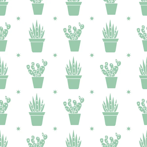 Modèle sans couture vectoriel avec cactus et succulents — Image vectorielle