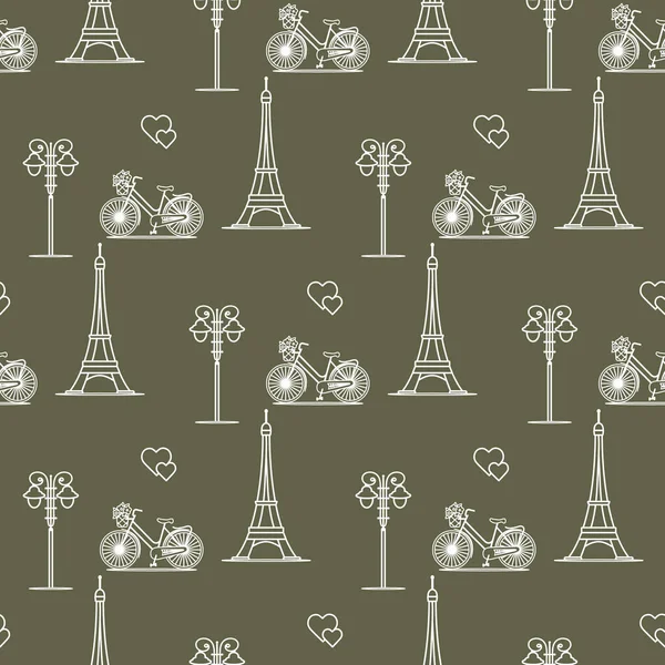 Paris. Seamless pattern. Symbols and landmarks.
