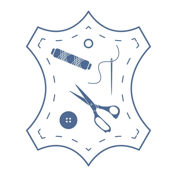 Ilustración con herramientas y accesorios para coser — Vector de stock