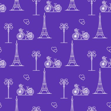 Paris. Seamless modeli. Simgeler ve simge.