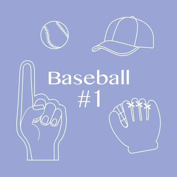 Baseball foam finger, ball, cap, glove. Sport, fan