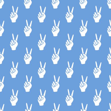 Zafer işareti olan desen. Elin hareketi.