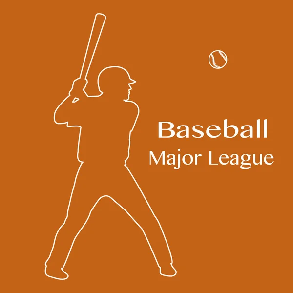 Jugador de béisbol con bate, bola Vector ilustración — Vector de stock