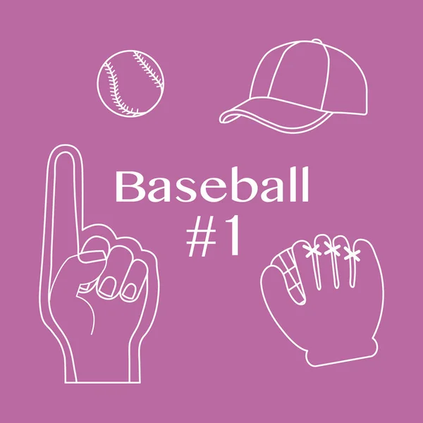 Baseball foam finger, ball, cap, glove. Sport, fan