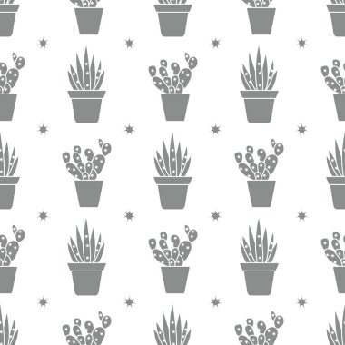 Kaktüs ve succulents vektör seamless modeli