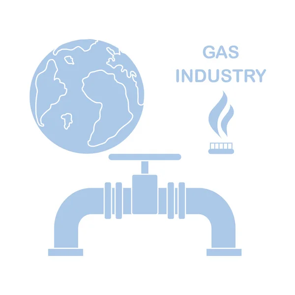 Gas industry. Burner gas stove, globe, gas pipe. — Stock Vector