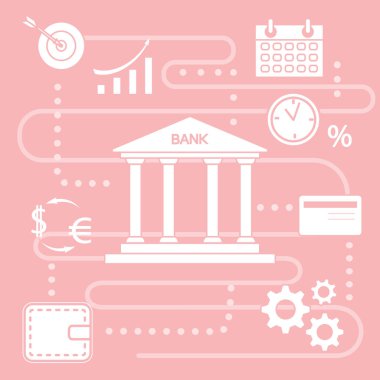 Banka konsepti. Finans, para yatırımı. Çizgi simgesi