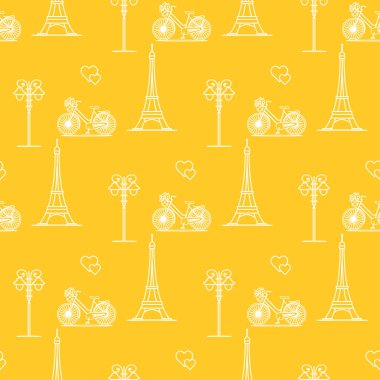 Paris. Seamless modeli. Simgeler ve simge.