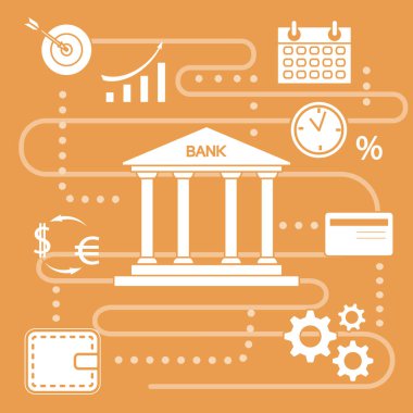 Banka konsepti. Finans, para yatırımı. Çizgi simgesi