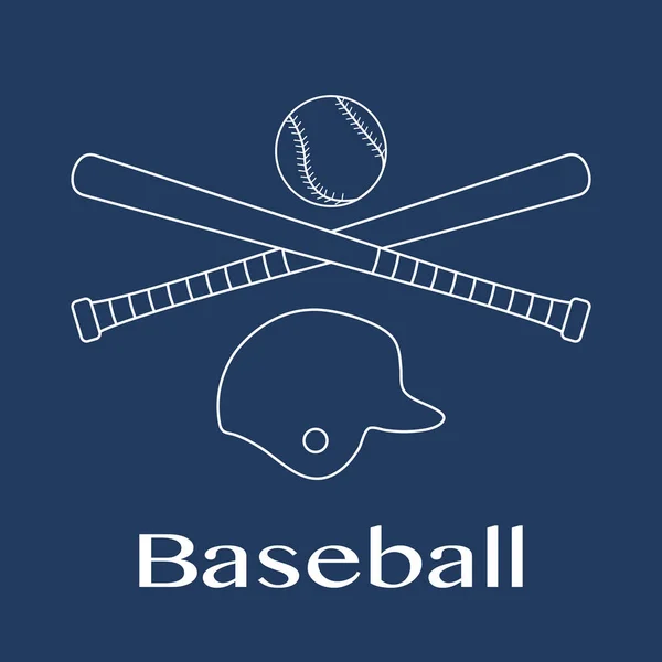 Basebollträn, boll, hjälm. Vektorillustration — Stock vektor
