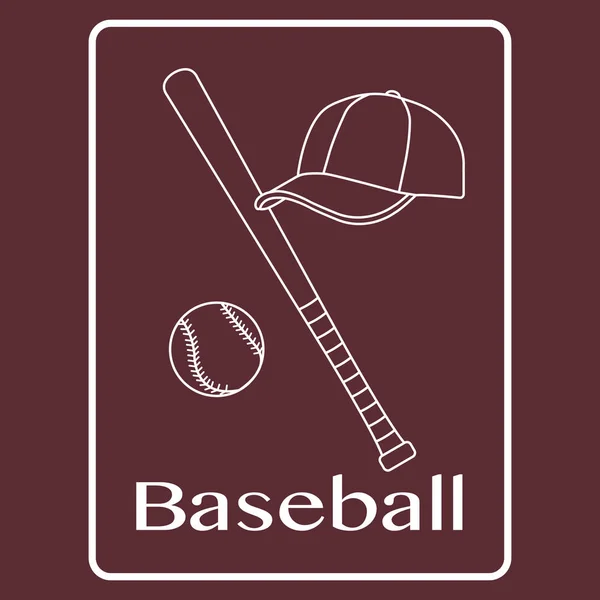 Batte de baseball, balle, casquette. Illustration vectorielle sport — Image vectorielle