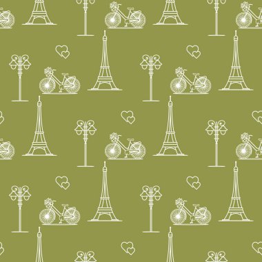 Paris. Seamless modeli. Simgeler ve simge.