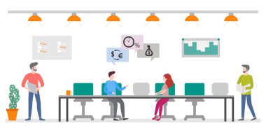 Ofis alanı. Yaratıcı insanlar takım çalışması. Çalışan