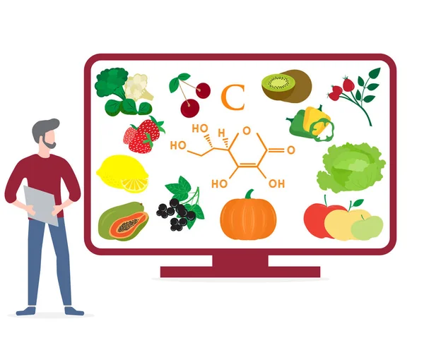 Man gezonde levensstijl, goede voeding vitamine — Stockvector