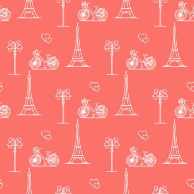 Paris. Seamless modeli. Simgeler ve simge.