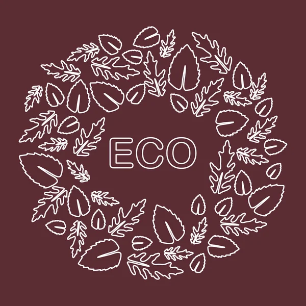 Ρόκα, φύλλα βασιλικού. Eco, για χορτοφάγους, βιολογικό, οργανικό — Διανυσματικό Αρχείο