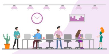Ofis alanı. Yaratıcı insanlar takım çalışması. Çalışan