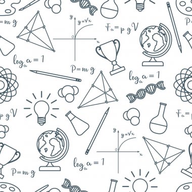 Bilimsel, eğitici vektör Dikişsiz desen.