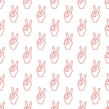 Zafer işareti olan desen. Elin hareketi.