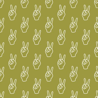 Zafer işareti olan desen. Elin hareketi.